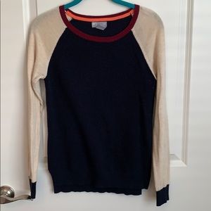 Navy and Cream Elbow Patch Sweater